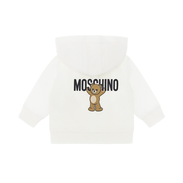 MOSCHINO Felpa bianca full-zip Teddy Bear neonati