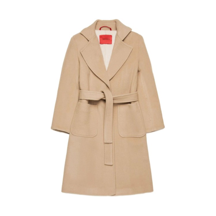 MAX&CO Cappotto monopetto beige con cintura bambina