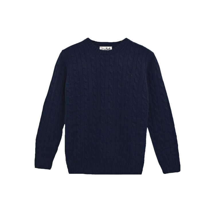 SAINT BARTH Maglione blu navy a trecce bambino