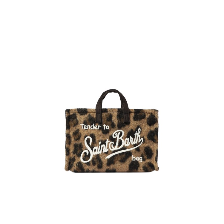 SAINT BARTH Phone bag leopardata misto lana bambina