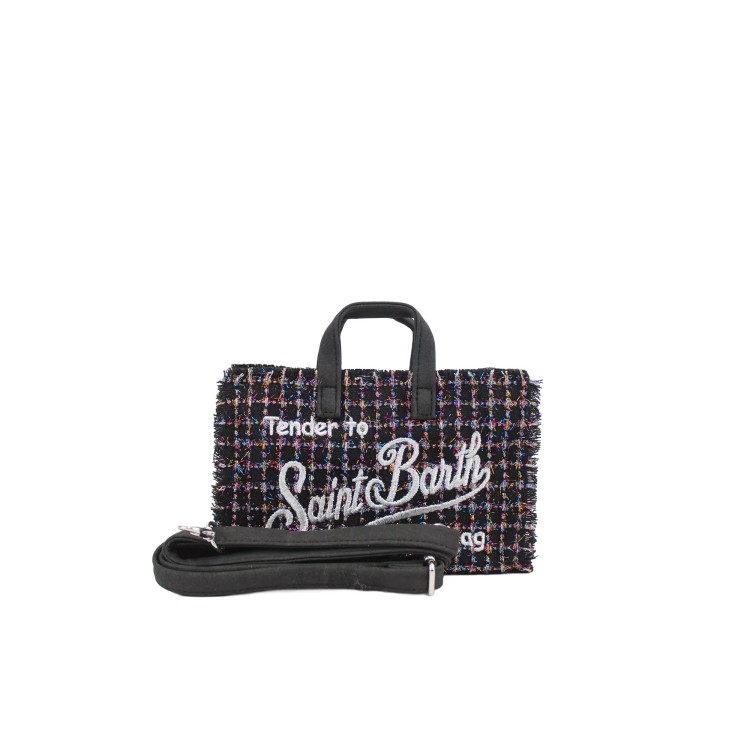 SAINT BARTH Phone bag nera tweed bambina
