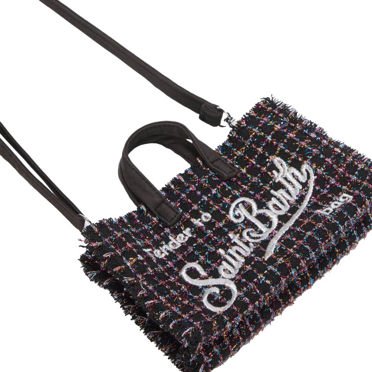 SAINT BARTH Phone bag nera tweed bambina