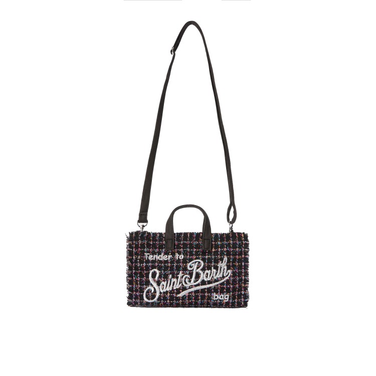 SAINT BARTH Phone bag nera tweed bambina