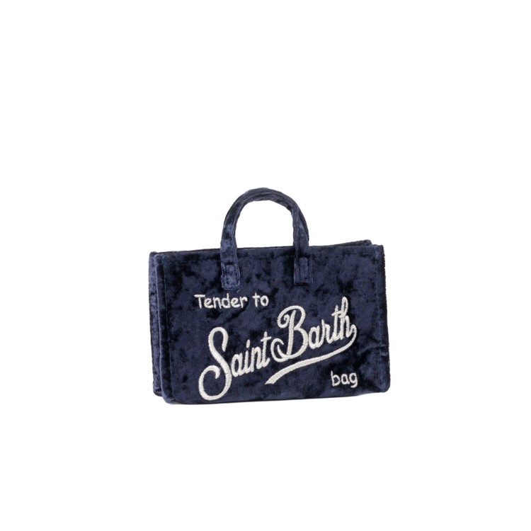 SAINT BARTH Phone bag blu navy velvet bambina