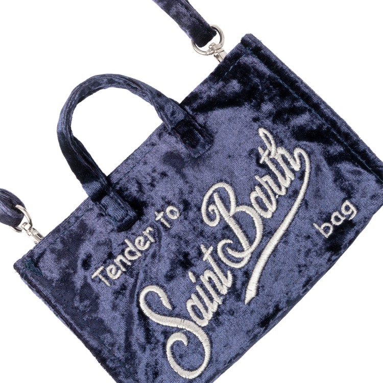 SAINT BARTH Phone bag blu navy velvet bambina