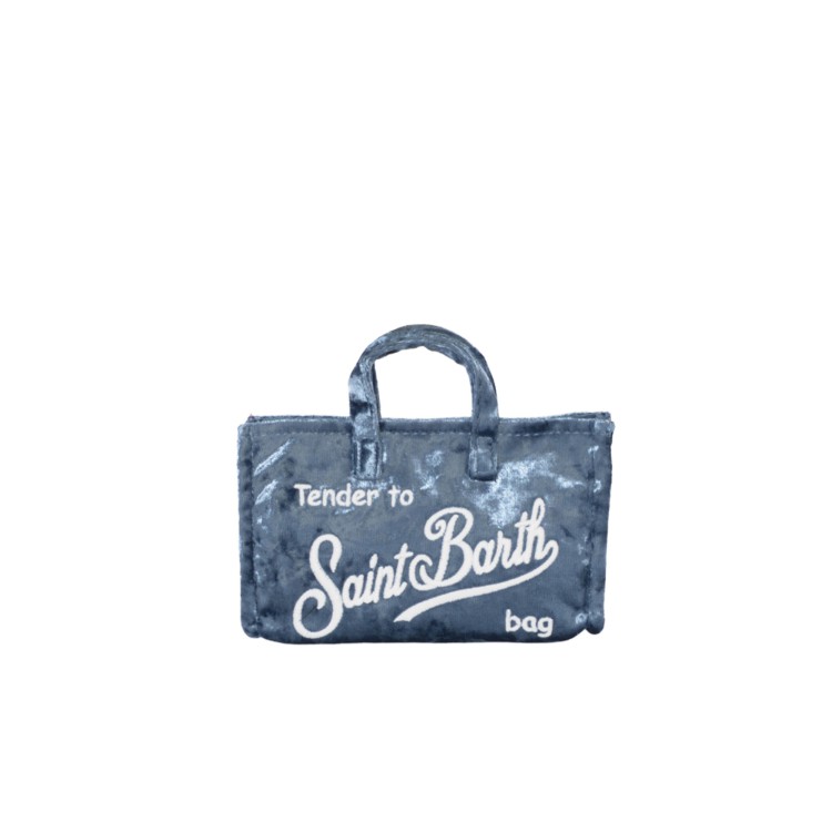 SAINT BARTH Phone bag azzurra velvet bambina