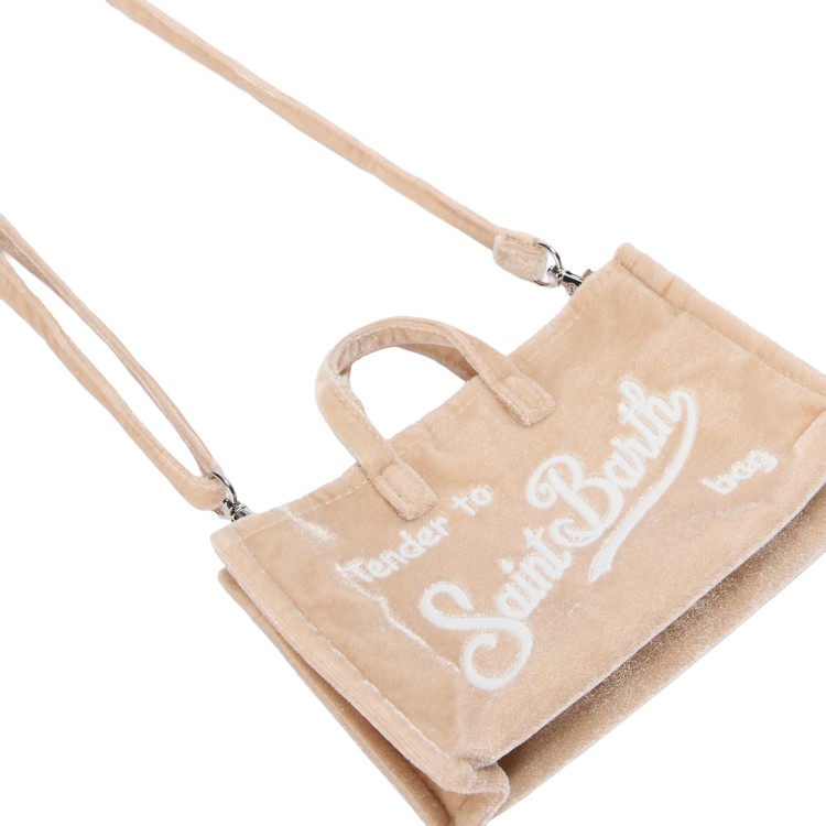 SAINT BARTH Phone bag beige velvet bambina