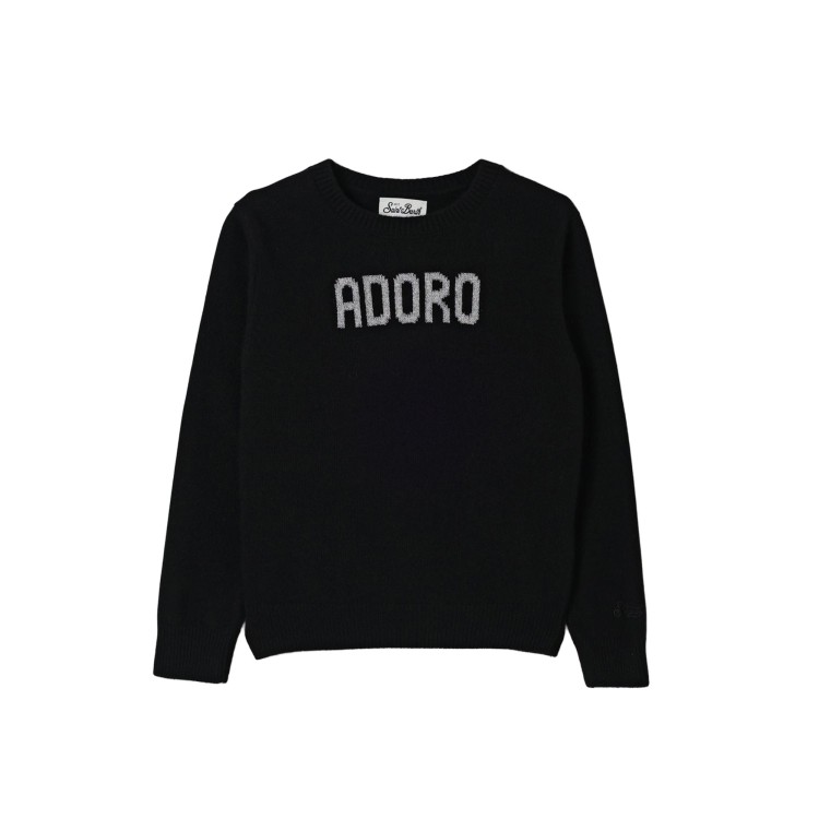 SAINT BARTH Maglione nero "adoro" bambina