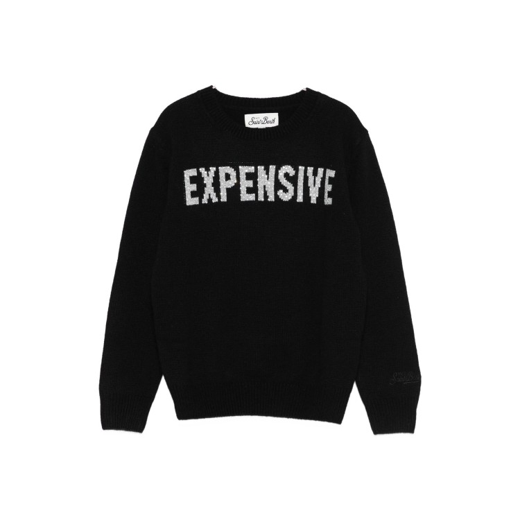 SAINT BARTH Maglione nero "expensive" bambina