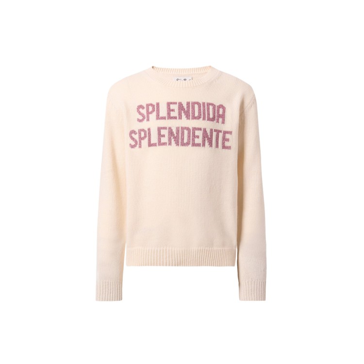 SAINT BARTH Maglione panna "splendida splendente" bambina