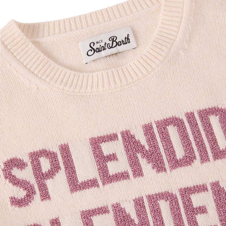 SAINT BARTH Maglione panna "splendida splendente" bambina