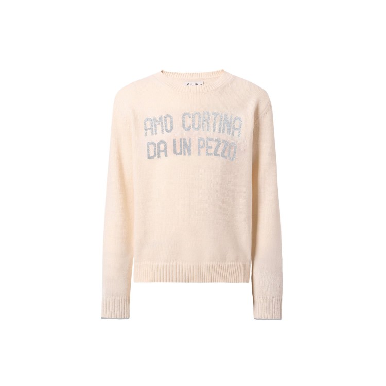 SAINT BARTH Maglione panna "amo cortina da un pezzo" bambina