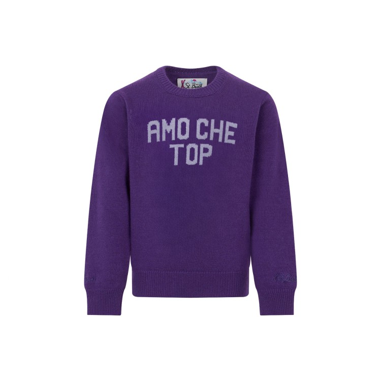 SAINT BARTH Maglione viola "amo che top" bambina
