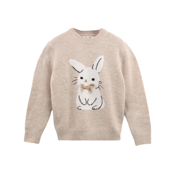 SAINT BARTH Maglione beige coniglietto bambina