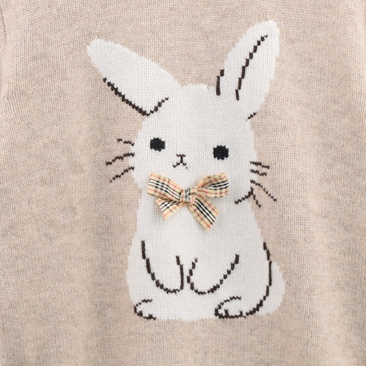 SAINT BARTH Maglione beige coniglietto bambina