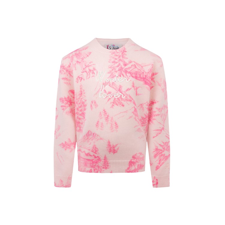 SAINT BARTH Maglione rosa winterland "winter lover" bambina