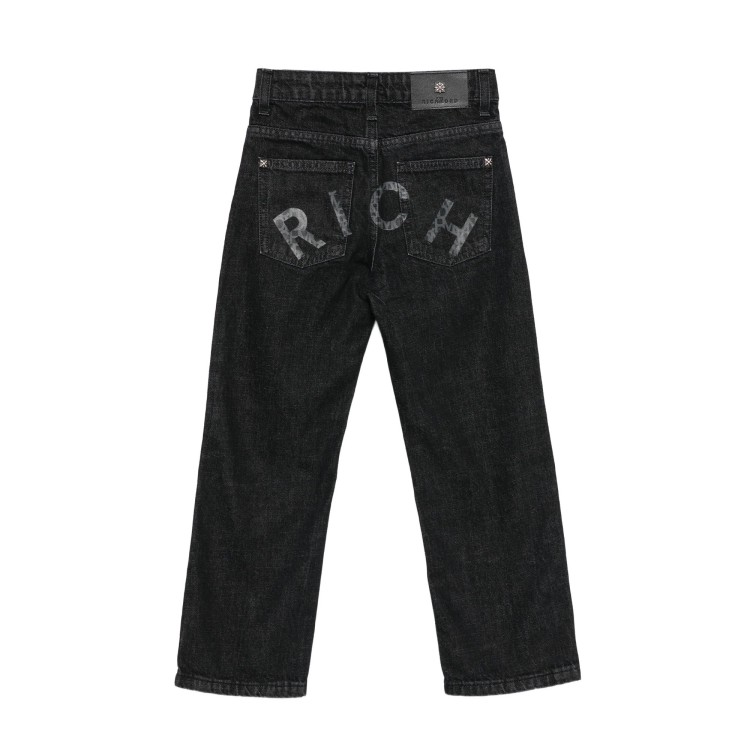 JOHN RICHMOND Jeans nero con logo stampato bambino