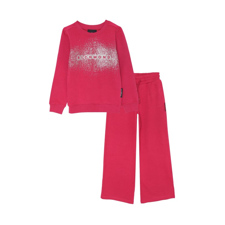 JOHN RICHMOND Tuta magenta con logo strass bambina