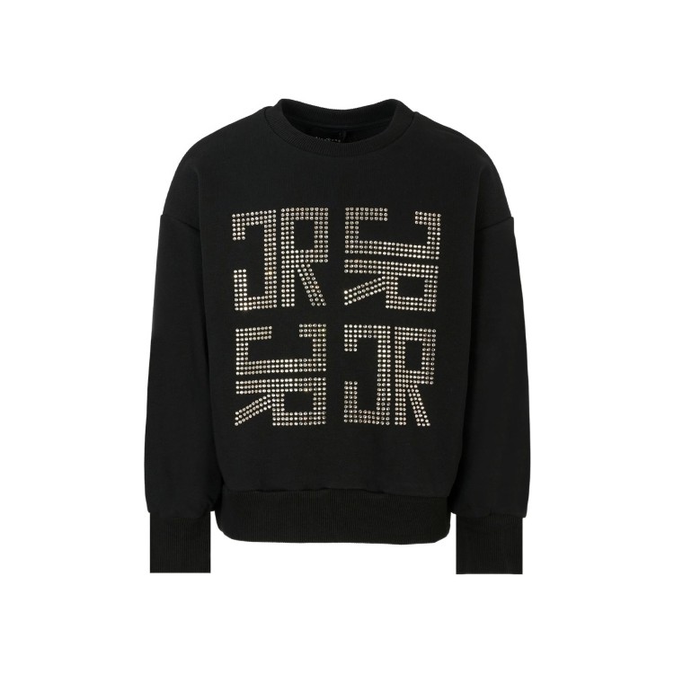 JOHN RICHMOND Felpa nera girocollo logo strass bambina