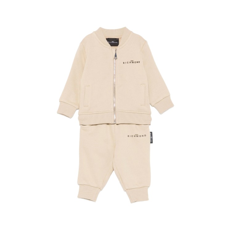 JOHN RICHMOND Tuta beige girocollo con logo neonati