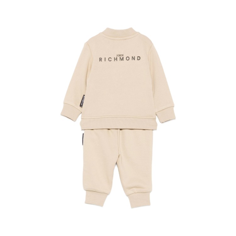 JOHN RICHMOND Tuta beige girocollo con logo neonati