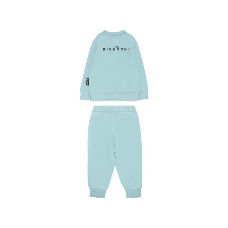 JOHN RICHMOND Tuta celeste girocollo con logo neonati