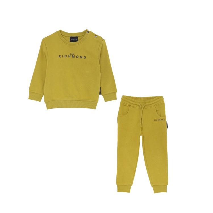 JOHN RICHMOND Tuta verde girocollo con logo neonati