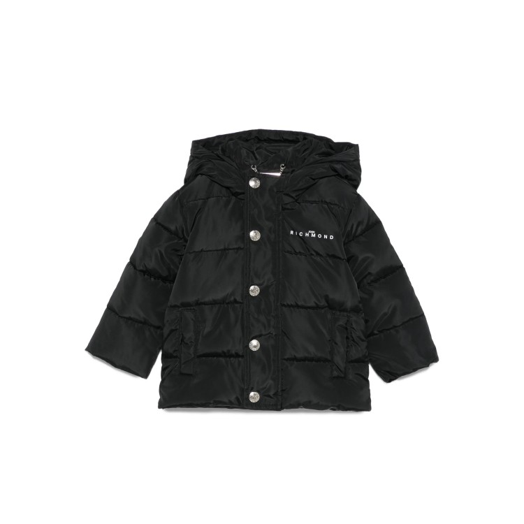 JOHN RICHMOND Giubbotto nero trapuntato con cappuccio neonati