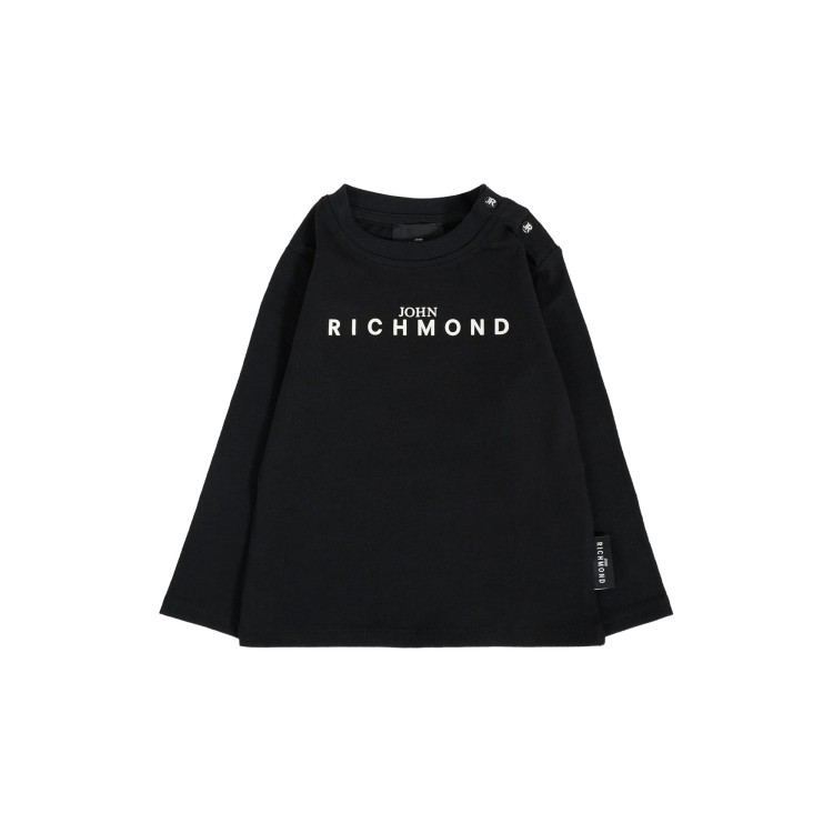 JOHN RICHMOND T-shirt nera a maniche lunghe con logo neonati