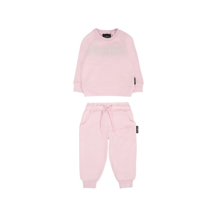 JOHN RICHMOND Tuta rosa girocollo con logo strass neonata