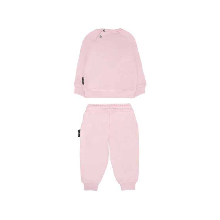 JOHN RICHMOND Tuta rosa girocollo con logo strass neonata