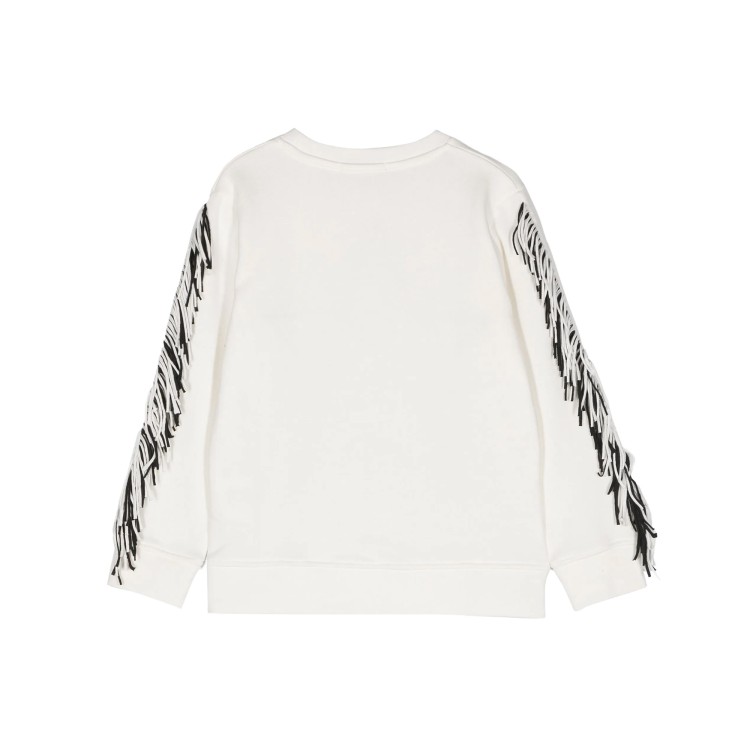 STELLA McCARTNEY Felpa bianca con stella e frange bambini