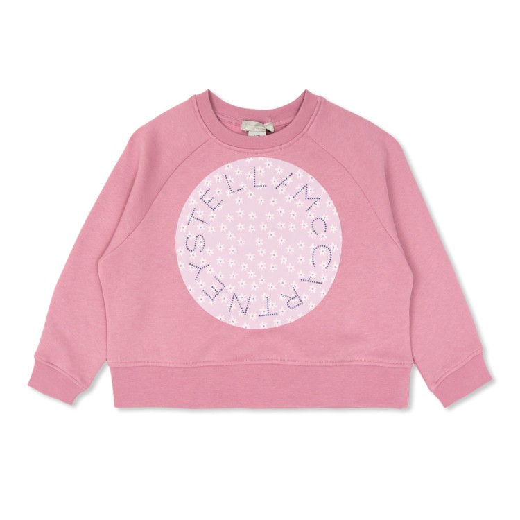 STELLA McCARTNEY Felpa rosa con stampa logo bambina