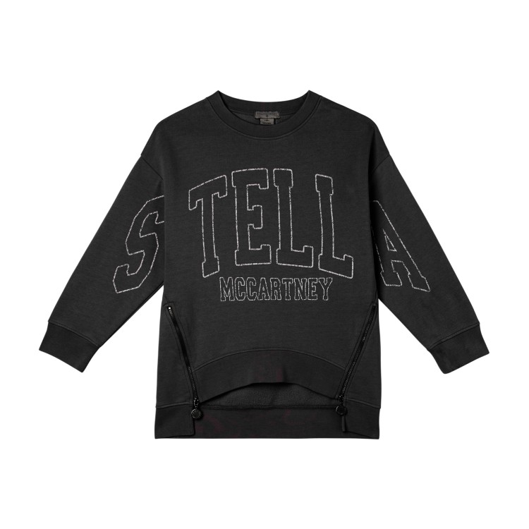 STELLA McCARTNEY Felpa nera con logo frontale bambina