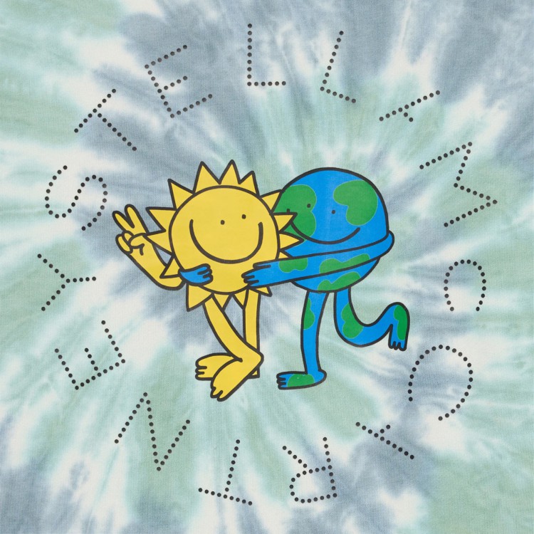 STELLA McCARTNEY Felpa verde tie-dye con stampa bambini