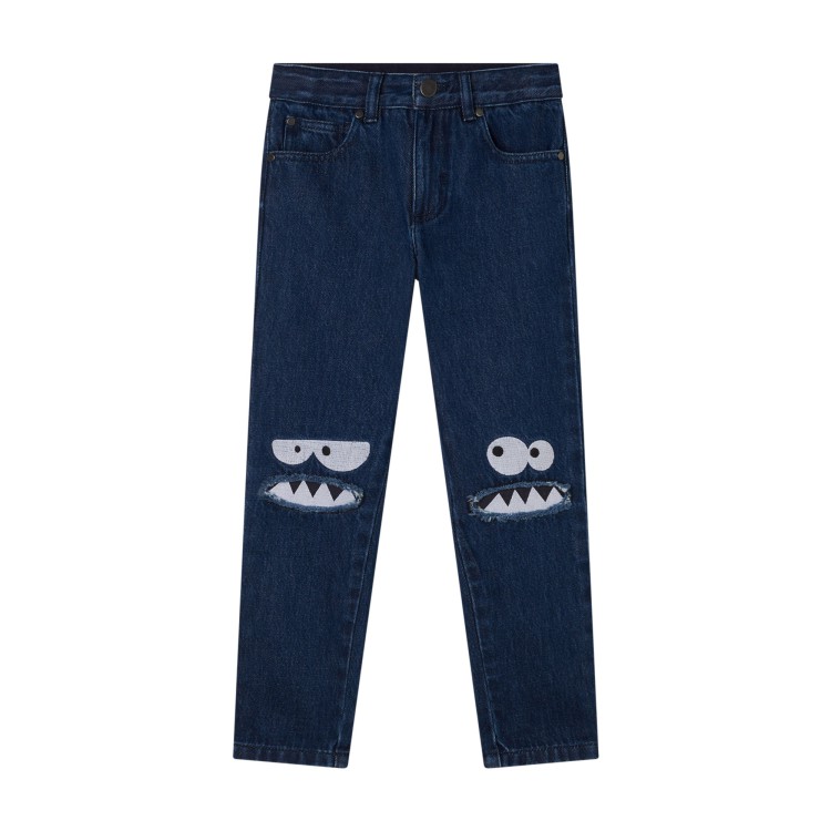 STELLA McCARTNEY Jeans in denim blu con grafica Monster bambino