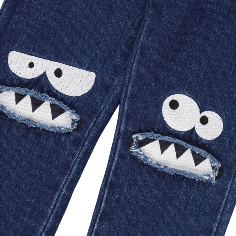 STELLA McCARTNEY Jeans in denim blu con grafica Monster bambino