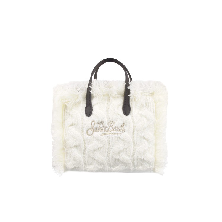 SAINT BARTH Borsa Vanity Mini a trecce bianca in lana bambina