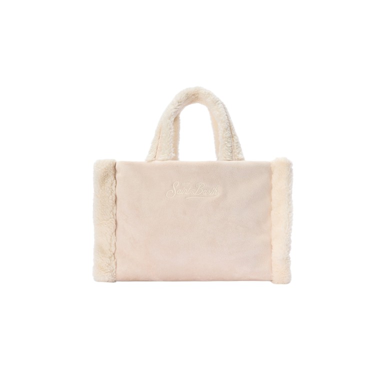 SAINT BARTH Borsa Vanity Mini shearling beige bambina