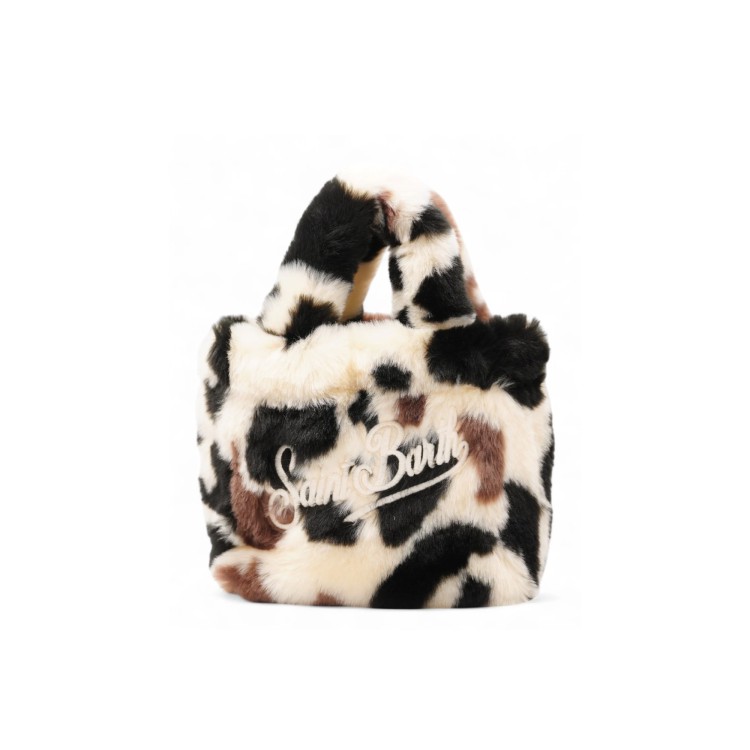 SAINT BARTH Borsa Vanity Mini motivo mucca in pelo bambina