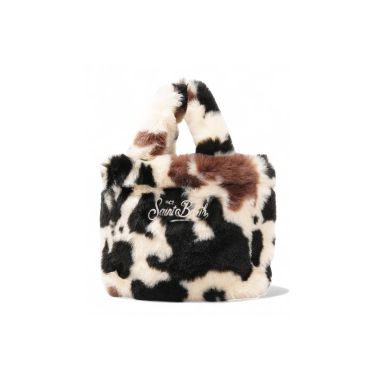 SAINT BARTH Borsa Vanity Mini motivo mucca in pelo bambina