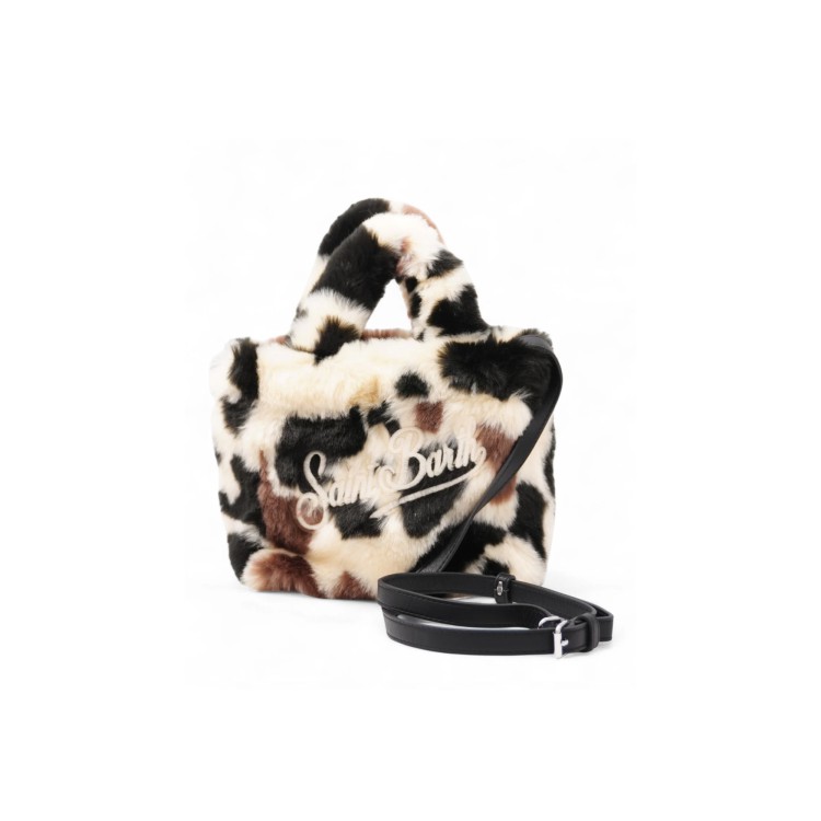 SAINT BARTH Borsa Vanity Mini motivo mucca in pelo bambina