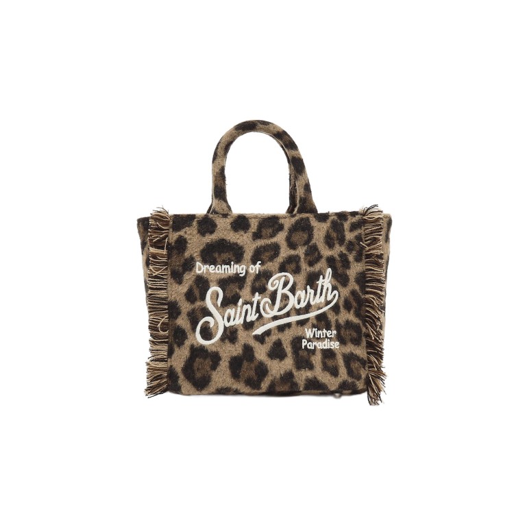 SAINT BARTH Borsa Vanity Mini misto lana leopardata bambina