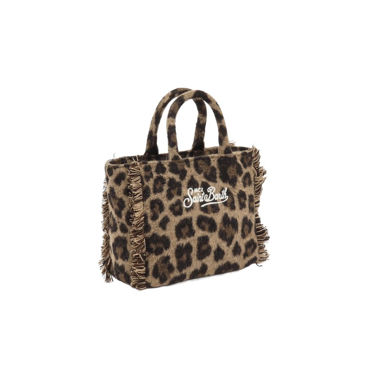 SAINT BARTH Borsa Vanity Mini misto lana leopardata bambina