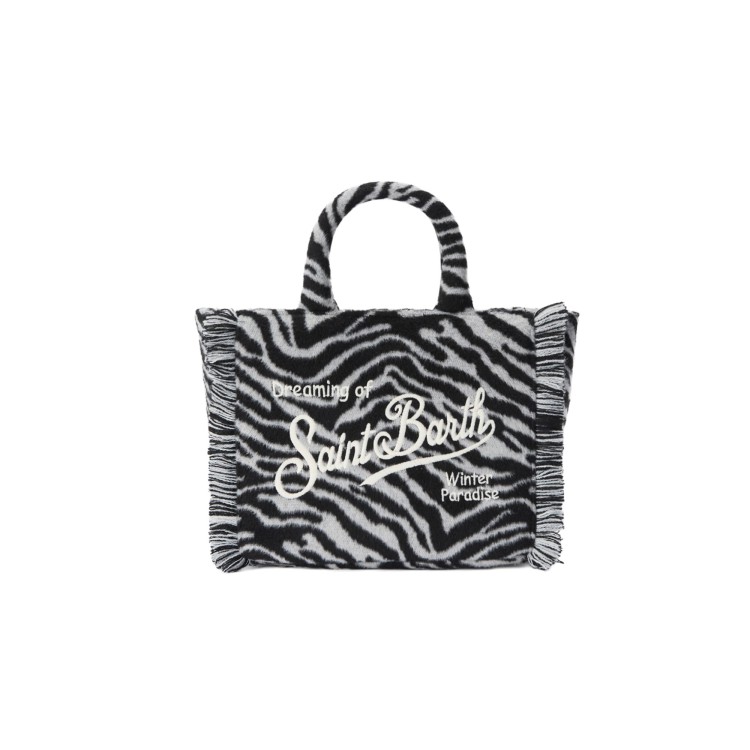 SAINT BARTH Borsa Vanity Mini misto lana zebrata bambina