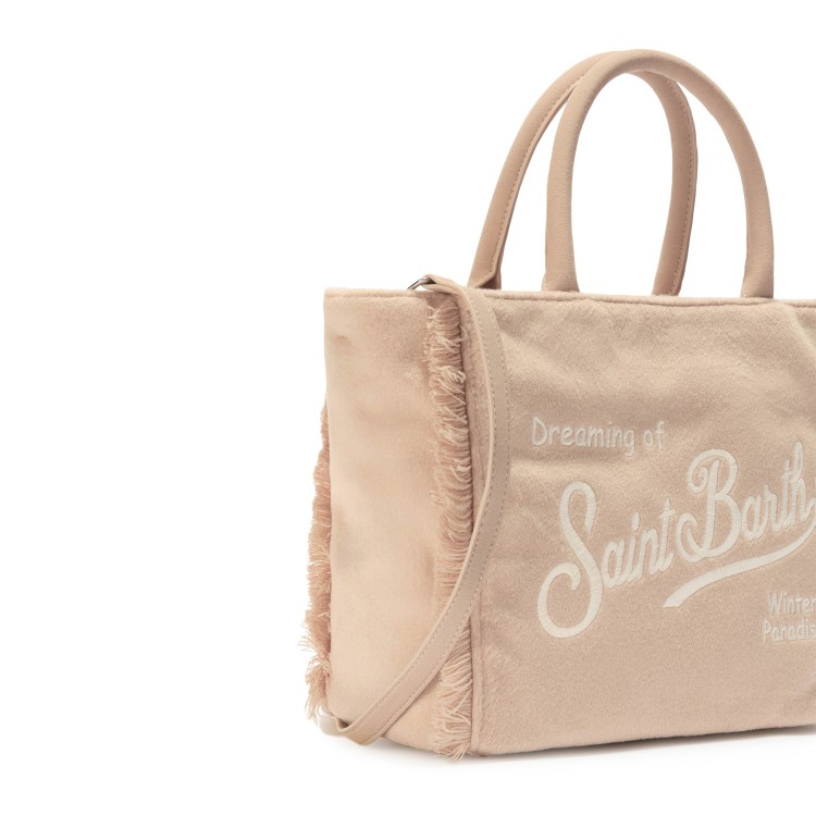 SAINT BARTH Borsa Vanity Mini misto lana beige bambina