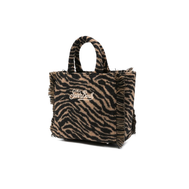 SAINT BARTH Borsa Vanity Mini misto lana zebrata marrone bambina