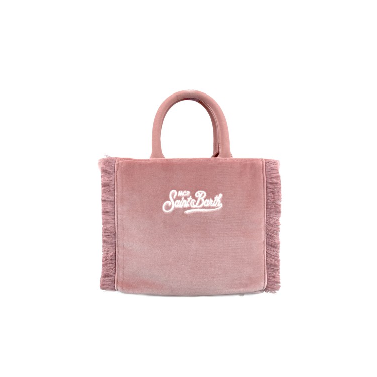SAINT BARTH Borsa Vanity Mini rosa in velluto bambina