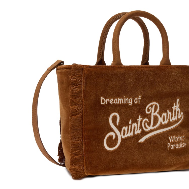 SAINT BARTH Borsa Vanity Mini marrone in velluto bambina