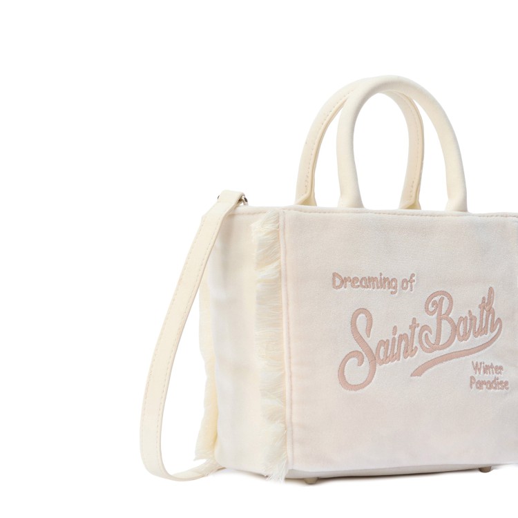 SAINT BARTH Borsa Vanity Mini panna in velluto bambina